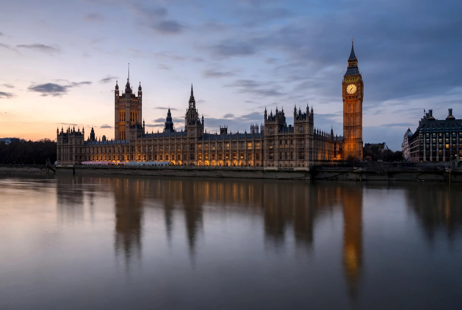 Westminster and the River Thames at dusk